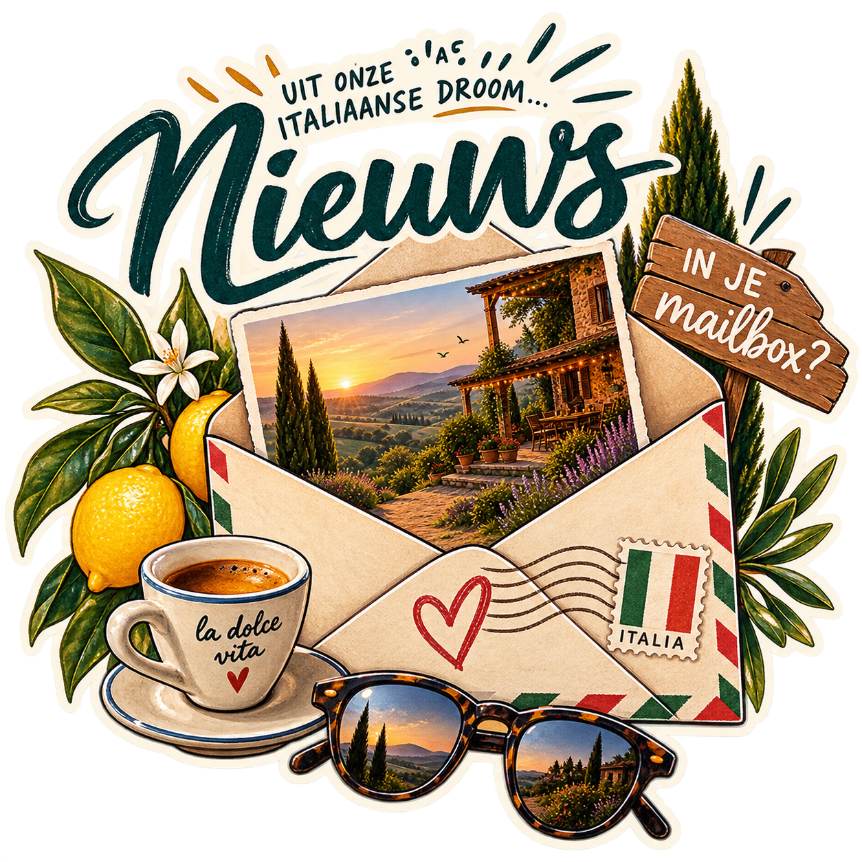 Nieuws uit onze Italiaanse droom, in je mailbox
